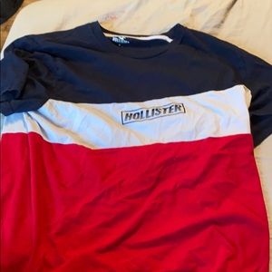 Navy Blue, White, & Red Hollister Tee
